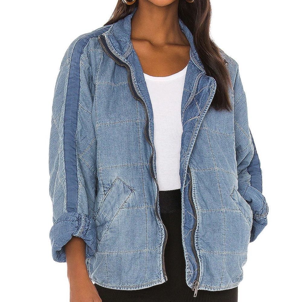 Free People Dolman Quilted Knit Jacket Oversized Zip-up Slouchy